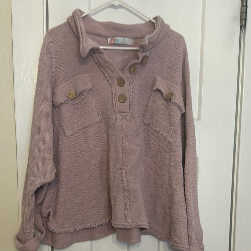 FP Movement by Free People Pink Cowl Neck Pullover Sweater